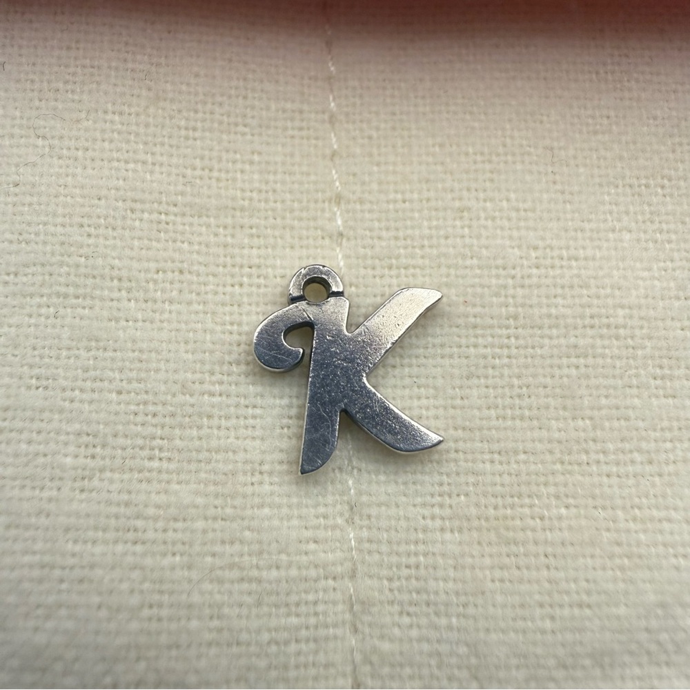 James Avery Small Script Initial Charm (K) .925 Sterling Silver w/ Box - Picture 2 of 7
